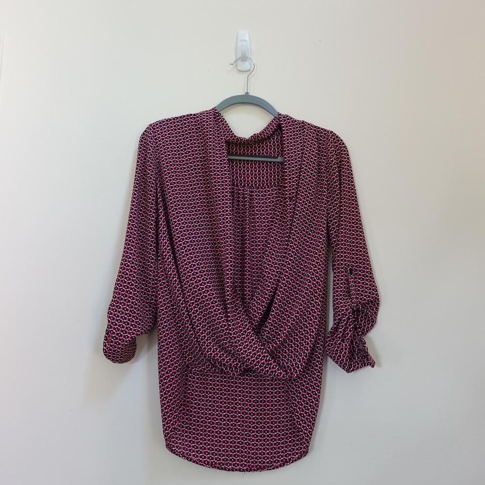 patterned draped blouse